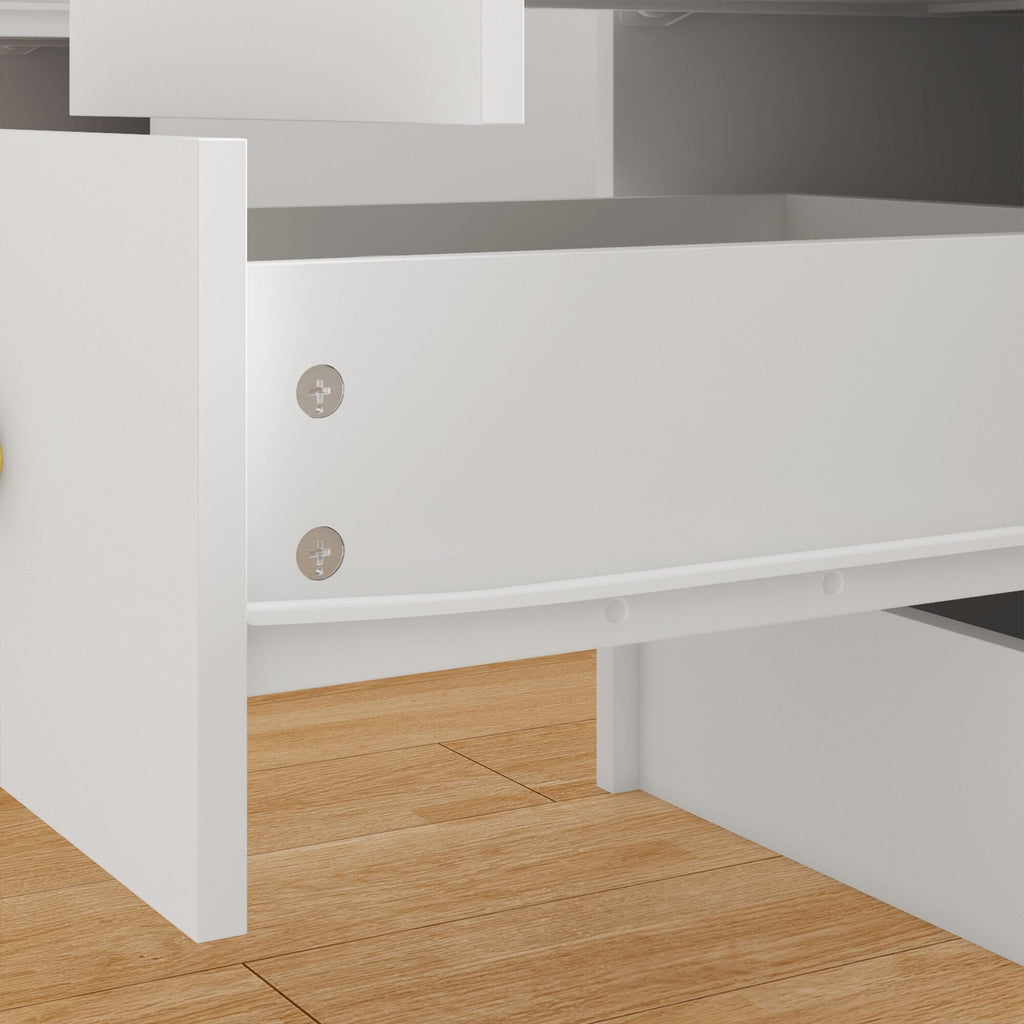 Coiffeuse avec miroir à trois volets et éclairage certifié, plateau en verre