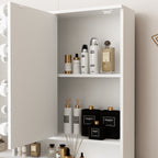 Coiffeuse avec miroir à trois volets et éclairage certifié, plateau en verre