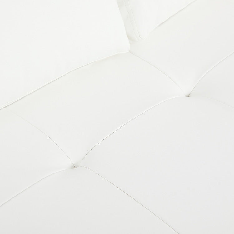 Canapé moderne en cuir véritable avec pieds en bois et coussin traversin supplémentaire