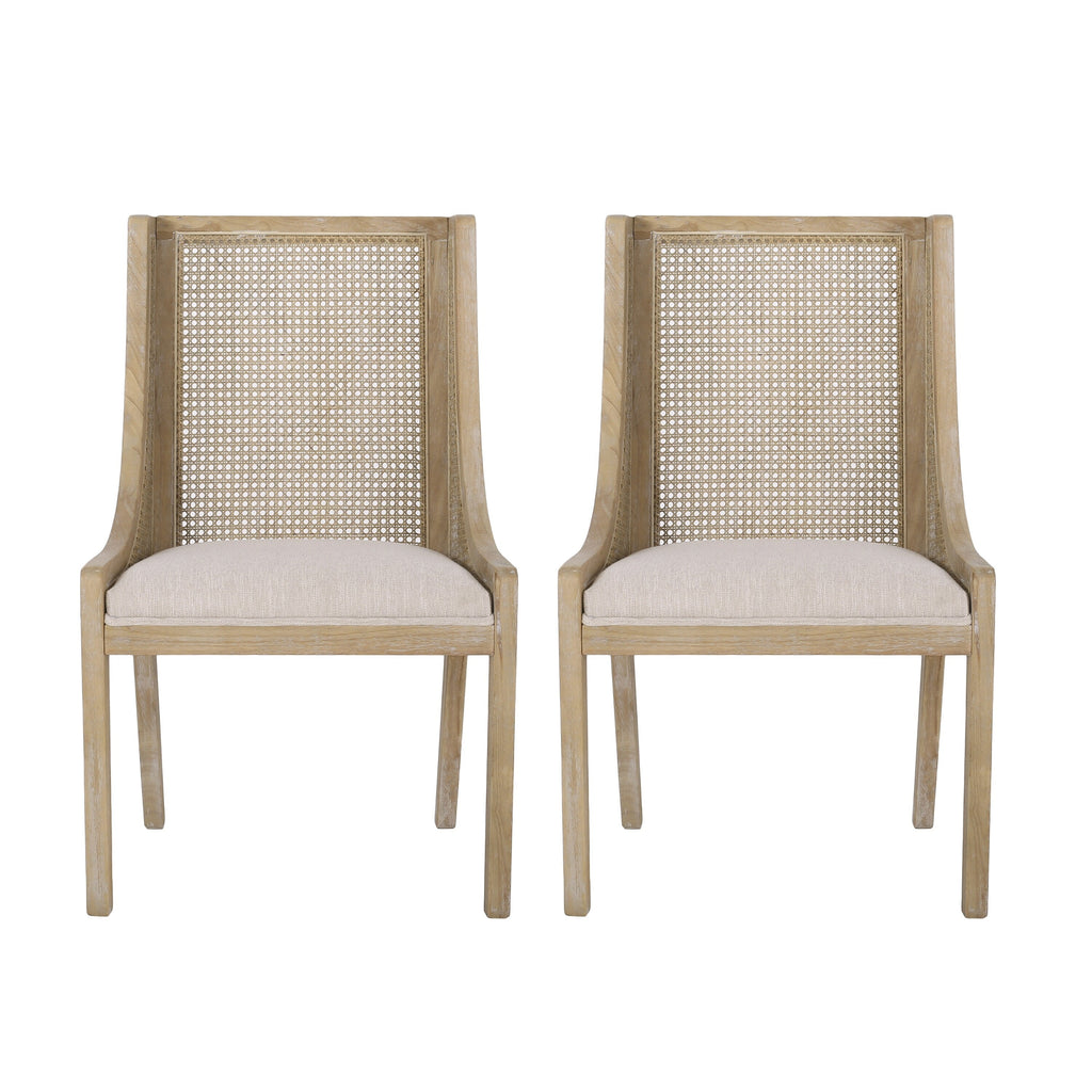 Chaises de salle à manger rembourrées en rotin et bois Maurers (lot de 2) par Christopher Knight Home