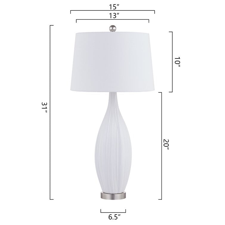 Lot de 2 lampes de table standard en porcelaine blanche (lot de 2)
