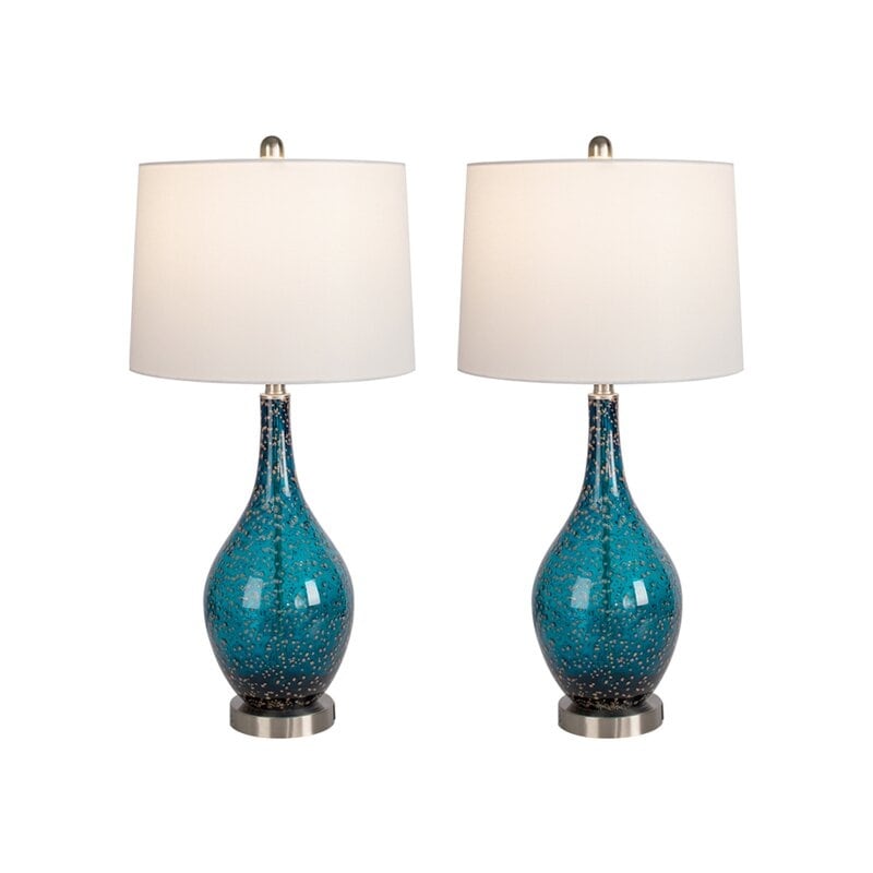 Lampes de table USB en verre (lot de 2) Lampe de chevet moderne
