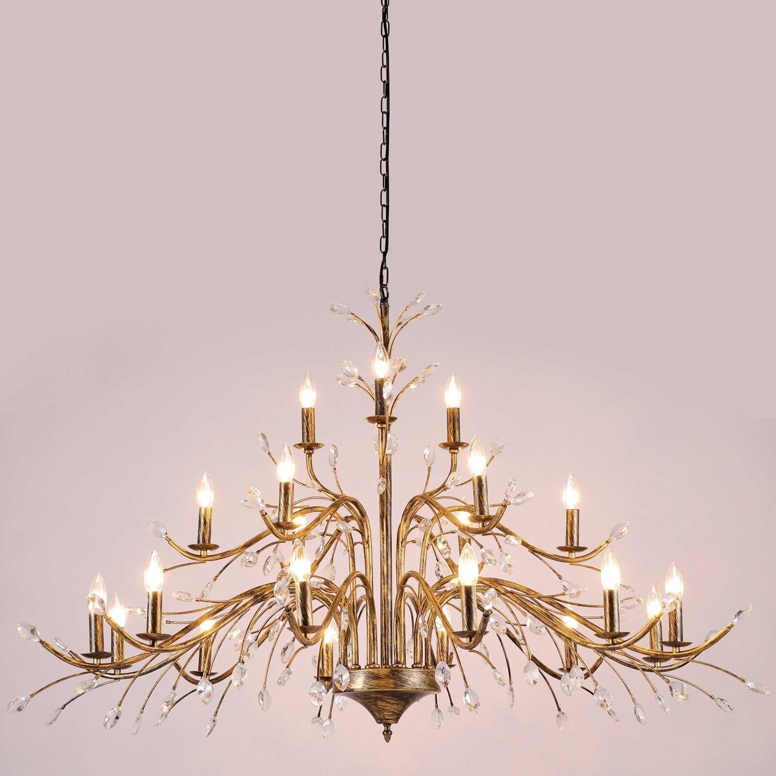 Lustre en cristal style bougie style rétro avec branches d'arbres