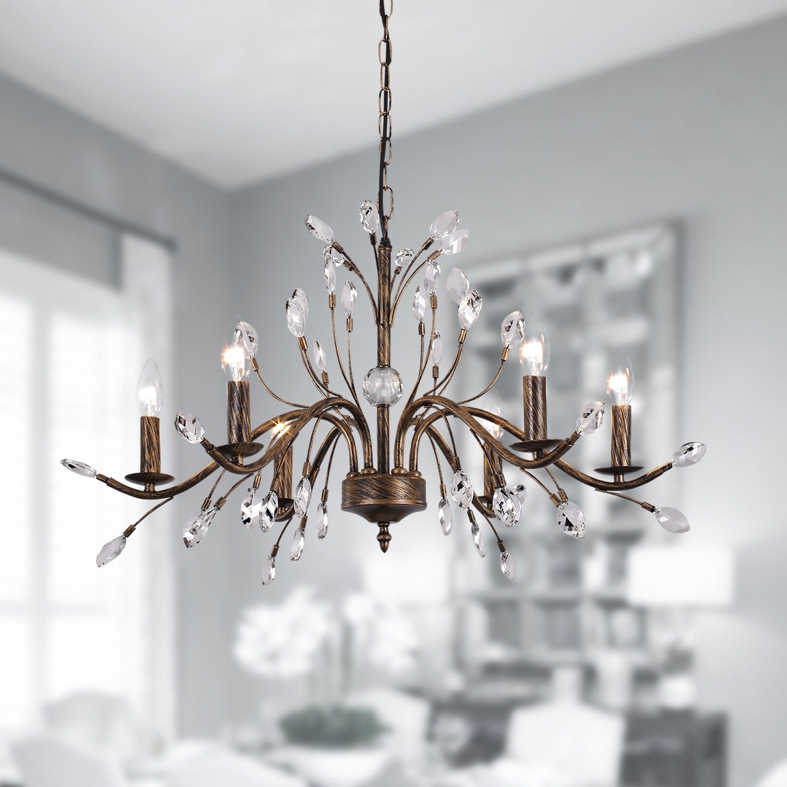 Lustre en cristal style bougie style rétro avec branches d'arbres
