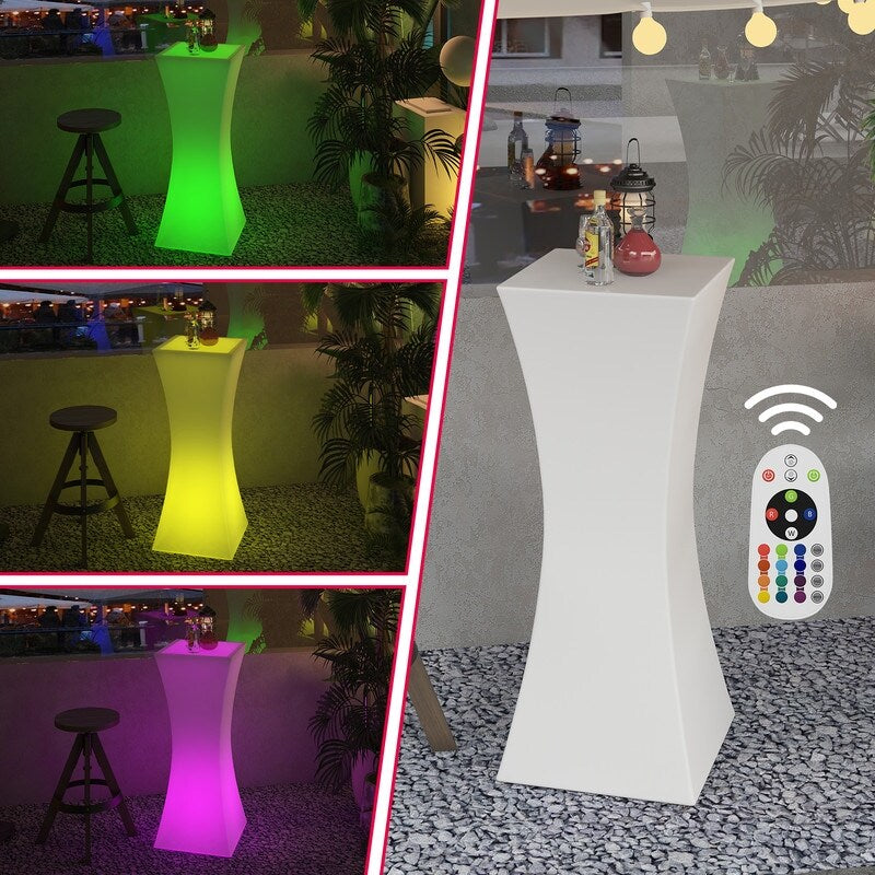 Table de cocktail Mixoy aux couleurs changeantes avec taille fine, table de pub lumineuse rechargeable sans fil pour fête, mobilier d'ambiance LED