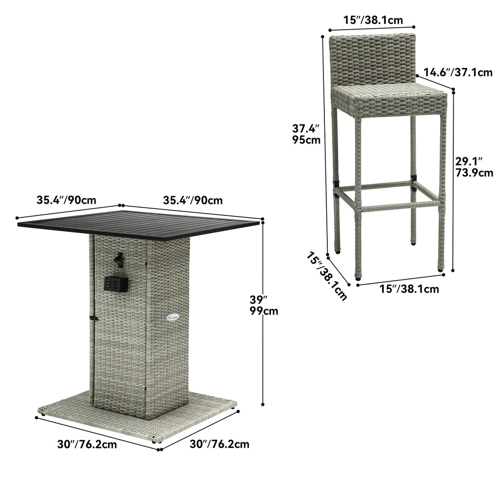 Ensemble de bar en osier pour meubles d'extérieur Moasis 5 pièces - 5 pièces