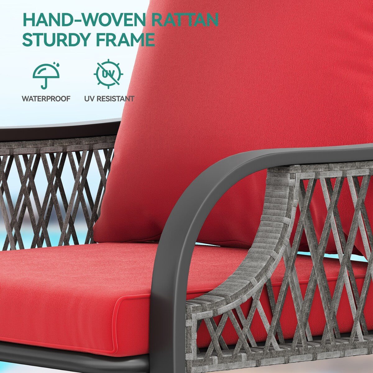 Ensemble de bistrot de jardin Moasis Red 3 pièces avec sièges rembourrés