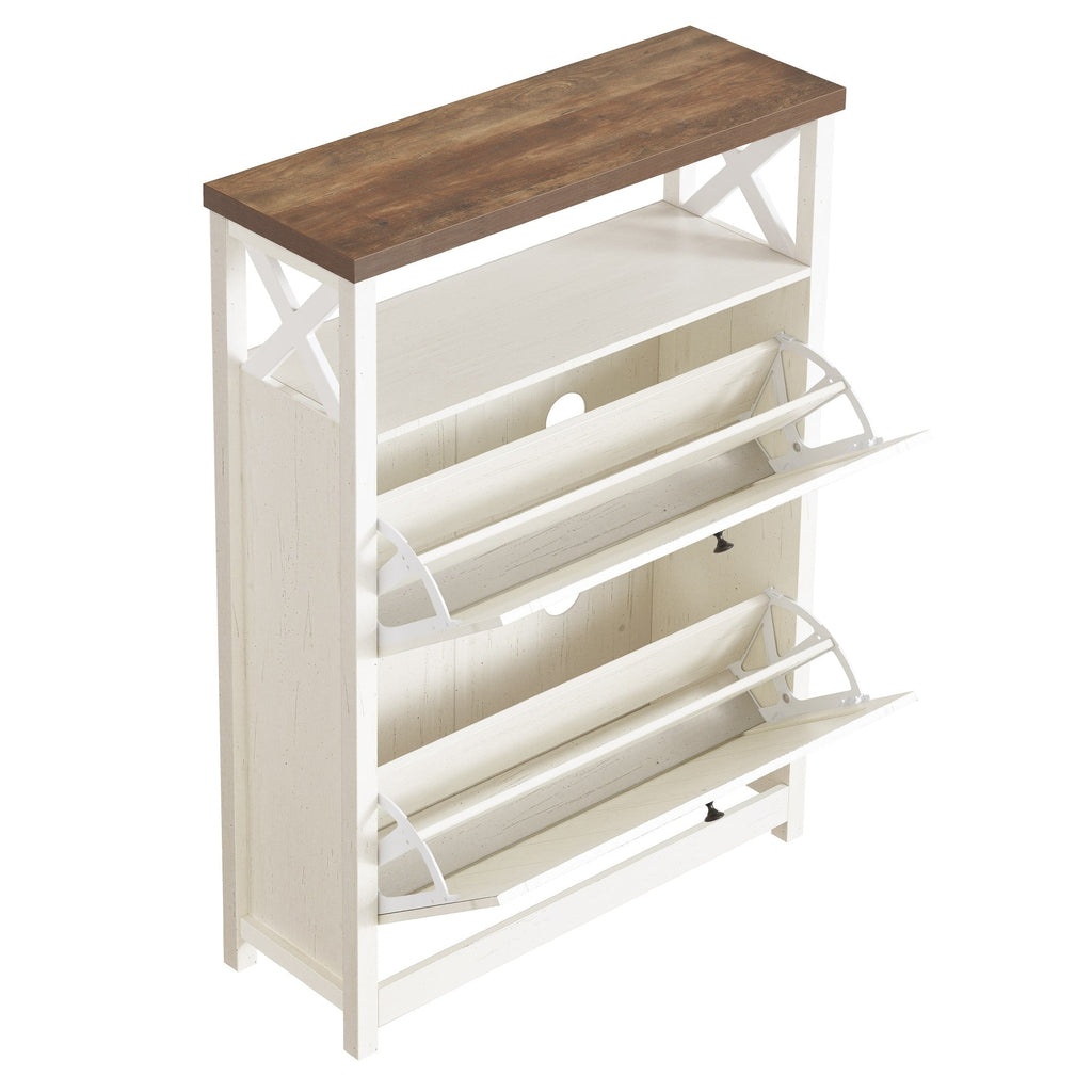 Meuble de rangement à chaussures Moasis avec 2 compartiments pour entrée et couloir