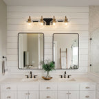 Appliques murales modernes à 3/4 lumières pour salle de bain, à intensité variable, avec abat-jour en verre