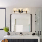 Appliques murales modernes à 3/4 lumières pour salle de bain, à intensité variable, avec abat-jour en verre