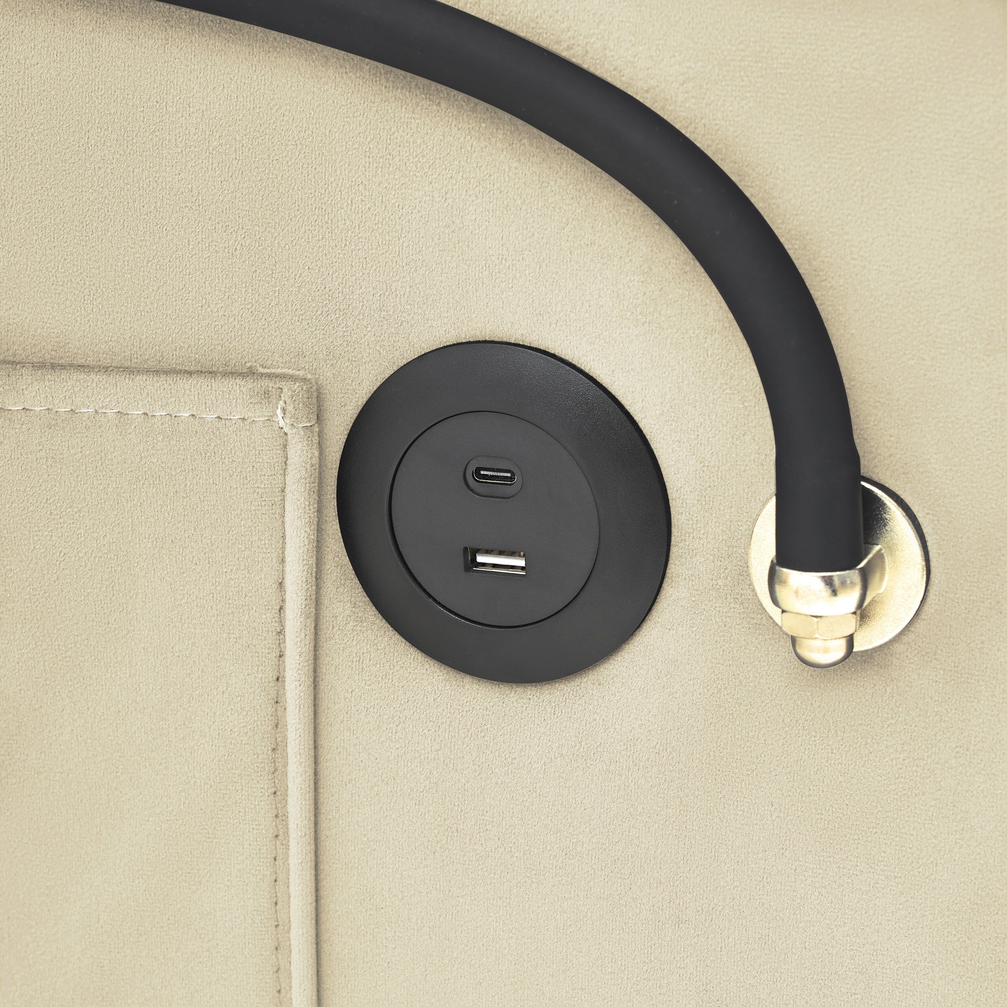 Canapé-lit convertible 3 en 1 moderne 70.86 avec dossier réglable et port de chargement USB pour le salon