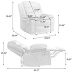 Fauteuil inclinable manuel moderne en velours côtelé, fauteuil inclinable réglable avec accoudoirs larges