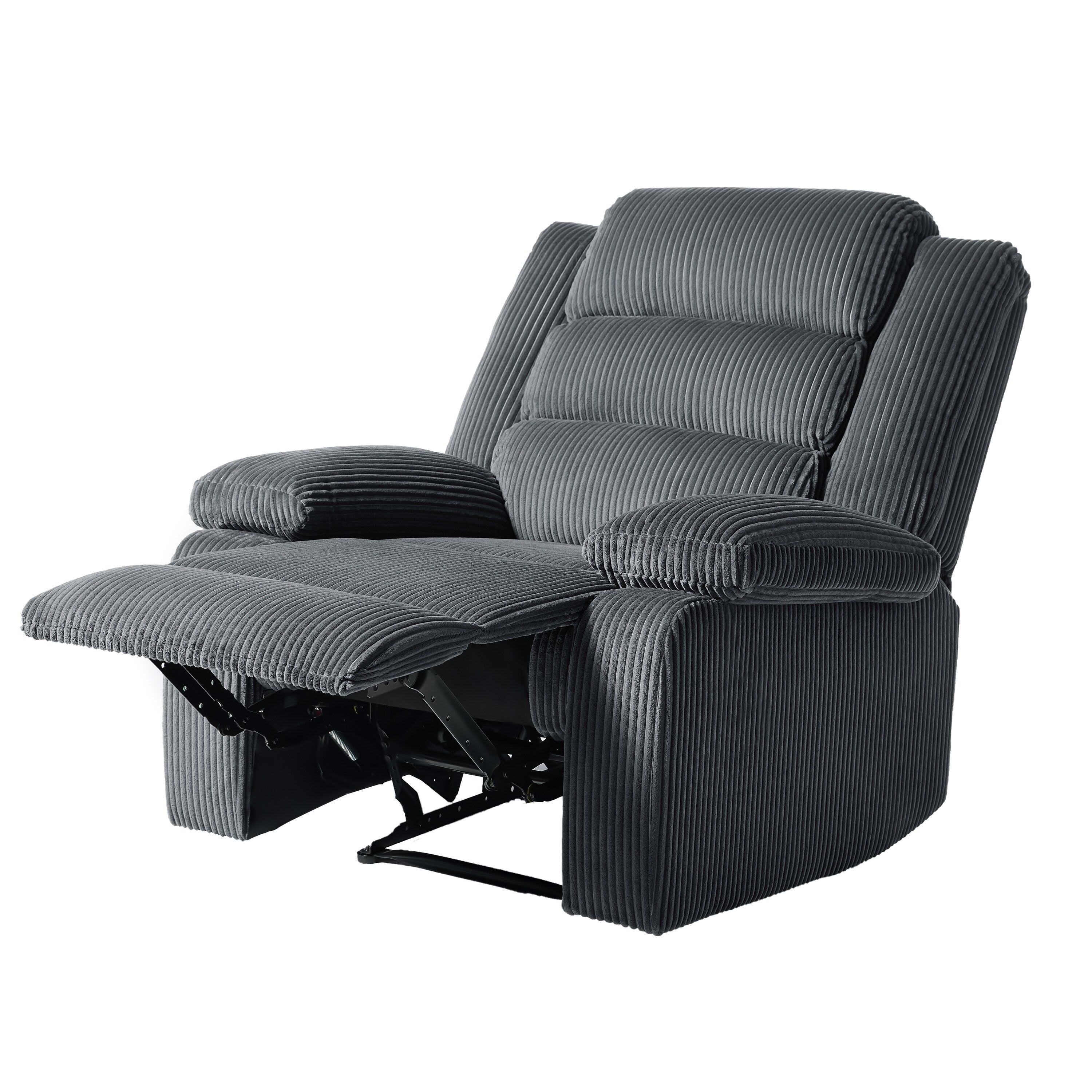 Fauteuil inclinable manuel moderne en velours côtelé, fauteuil inclinable réglable avec accoudoirs larges