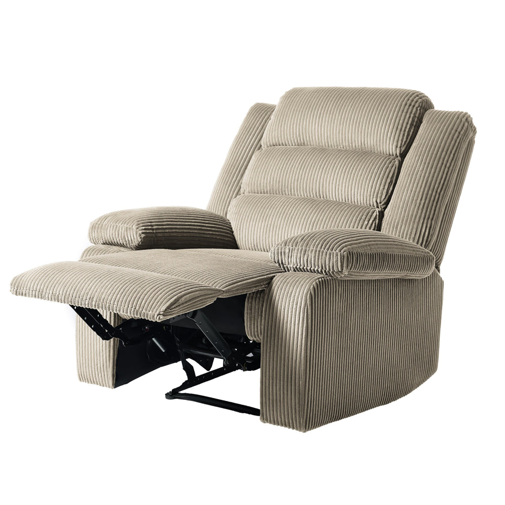 Fauteuil inclinable manuel moderne en velours côtelé, fauteuil inclinable réglable avec accoudoirs larges