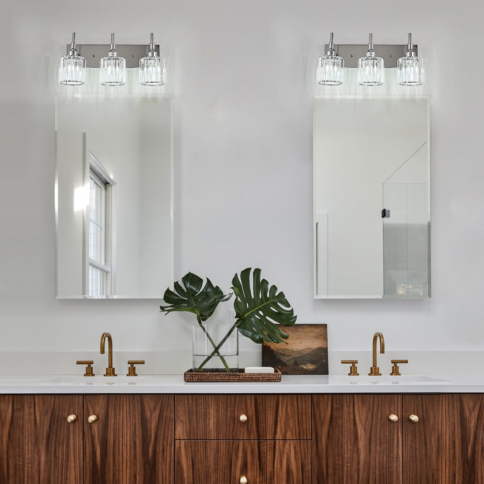 Appliques murales modernes à intensité variable pour salle de bain avec abat-jour en cristal