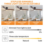 Ventilateurs de plafond modernes encastrés avec éclairage LED à intensité variable et télécommande, ventilateurs de plafond à moteur réversible pour salon, 42 pouces, noir