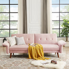 Canapé-lit futon moderne, canapé-lit convertible avec pieds fuselés en bois, 78,35 l, petit canapé à dossier divisé pour salon