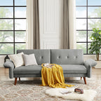 Canapé-lit futon moderne, canapé-lit convertible avec pieds fuselés en bois, 78,35 l, petit canapé à dossier divisé pour salon