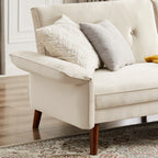 Canapé-lit futon moderne, canapé-lit convertible avec pieds fuselés en bois, 78,35 l, petit canapé à dossier divisé pour salon