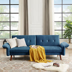 Canapé-lit futon moderne, canapé-lit convertible avec pieds fuselés en bois, 78,35 l, petit canapé à dossier divisé pour salon