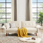 Canapé-lit futon moderne, canapé-lit convertible avec pieds fuselés en bois, 78,35 l, petit canapé à dossier divisé pour salon