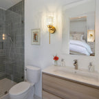 Applique murale moderne dorée à intensité variable, style cylindre glamour pour salle de bain, en cristal, pour meuble-lavabo