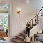 Applique murale moderne dorée à intensité variable, style cylindre glamour pour salle de bain, en cristal, pour meuble-lavabo