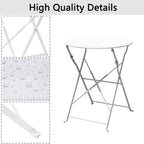 Ensemble bistrot pliant en métal 3 pièces, résistant aux intempéries, pour l'extérieur et l'intérieur, idéal pour la terrasse, la cour et le jardin.