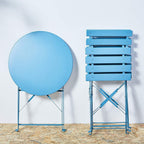 Ensemble bistrot pliant en métal 3 pièces, résistant aux intempéries, pour l'extérieur et l'intérieur, idéal pour la terrasse, la cour et le jardin.