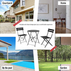 Ensemble bistrot pliant en métal 3 pièces, résistant aux intempéries, pour l'extérieur et l'intérieur, idéal pour la terrasse, la cour et le jardin.