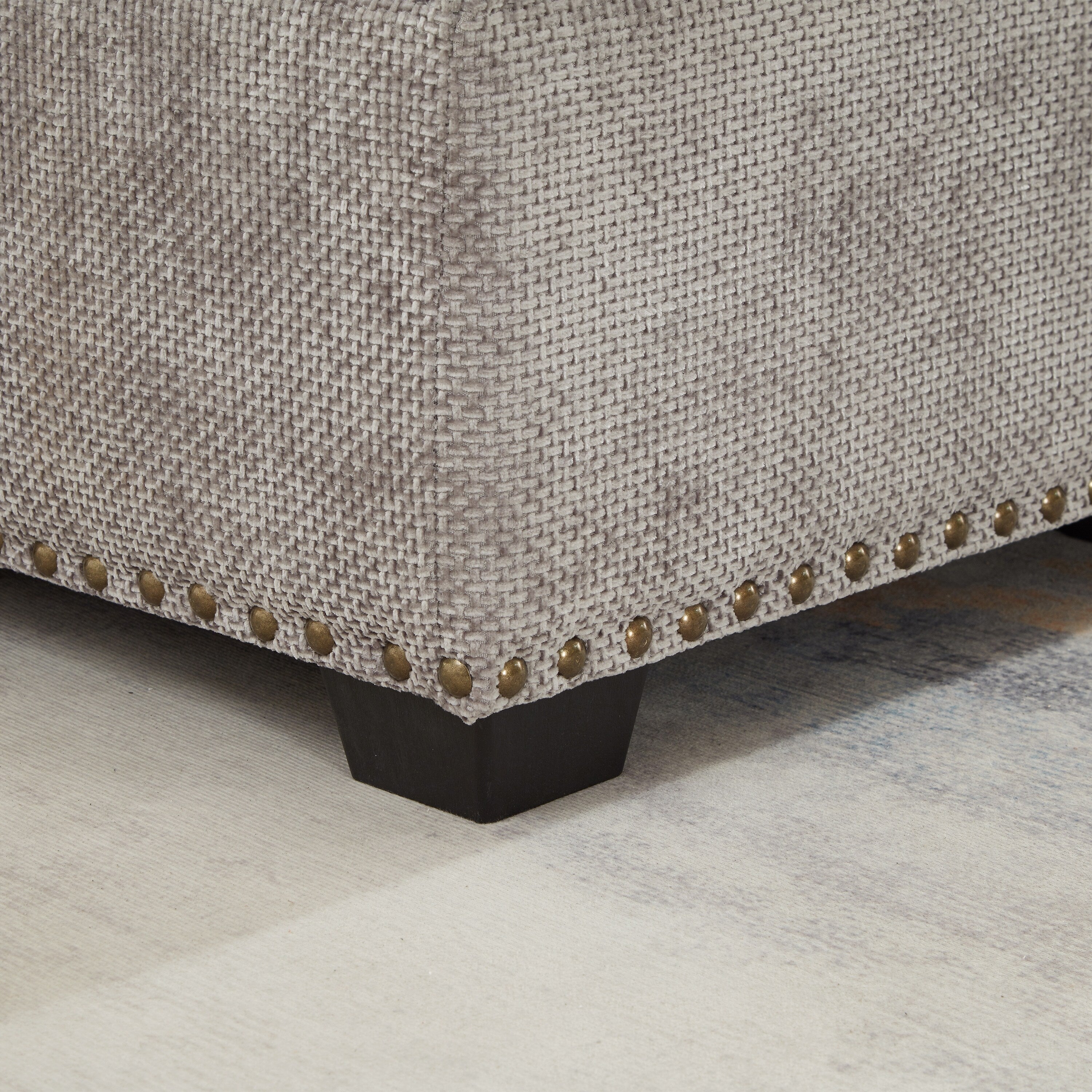 Canapé sectionnel moderne en chenille en forme de L avec canapé-lit gigogne, sièges de rangement, pouf et 2 oreillers pour le salon