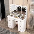 Miroir de maquillage pliable blanc moderne avec éclairage réglable - 40,2 x 54,1