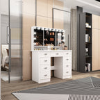 Miroir de maquillage pliable blanc moderne avec éclairage réglable - 40,2 x 54,1