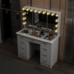 Miroir de maquillage pliable blanc moderne avec éclairage réglable - 40,2 x 54,1