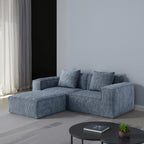 Canapé convertible modulable 2 places en velours côtelé gris