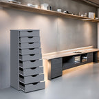 Armoire étroite en bois à 9 tiroirs avec tiroirs coulissants en douceur et étagère de rangement supérieure