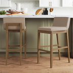 Tabouret de bar moderne Gracie, chaise rembourrée en boucle et pieds en bois brossé