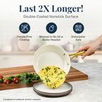 Batterie de cuisine antiadhésive en céramique ultra performante Gotham Steel Natural Collection, 15 pièces, bleu marine