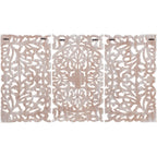 Décoration murale à 3 panneaux en bois naturel sculpté à la main Norma Floral 48 x 28 pouces