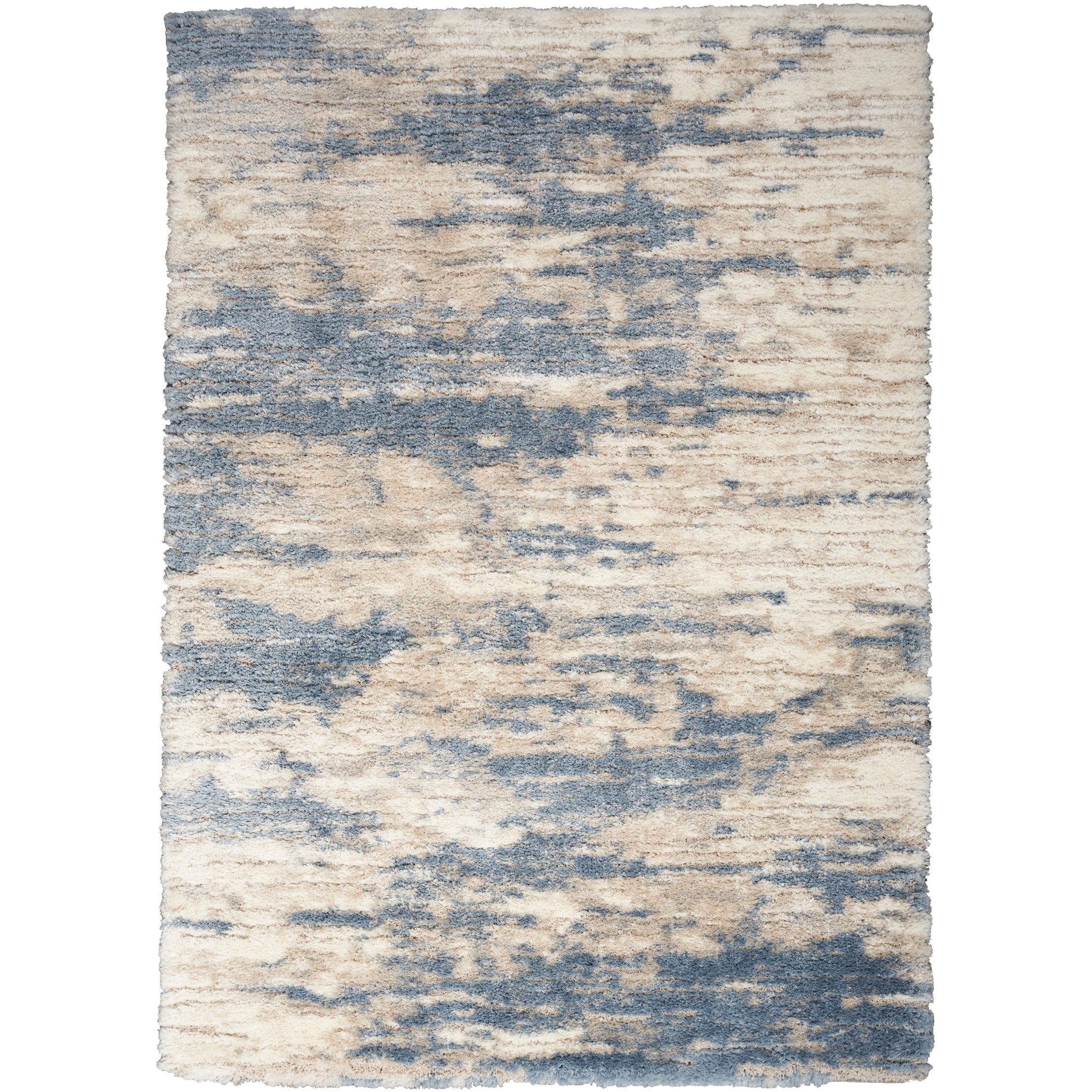 Tapis Nourison luxueux à poils longs et ultra moelleux, style abstrait glamour