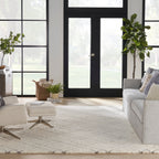 Tapis Nourison luxueux à poils longs et ultra moelleux, motif géométrique abstrait