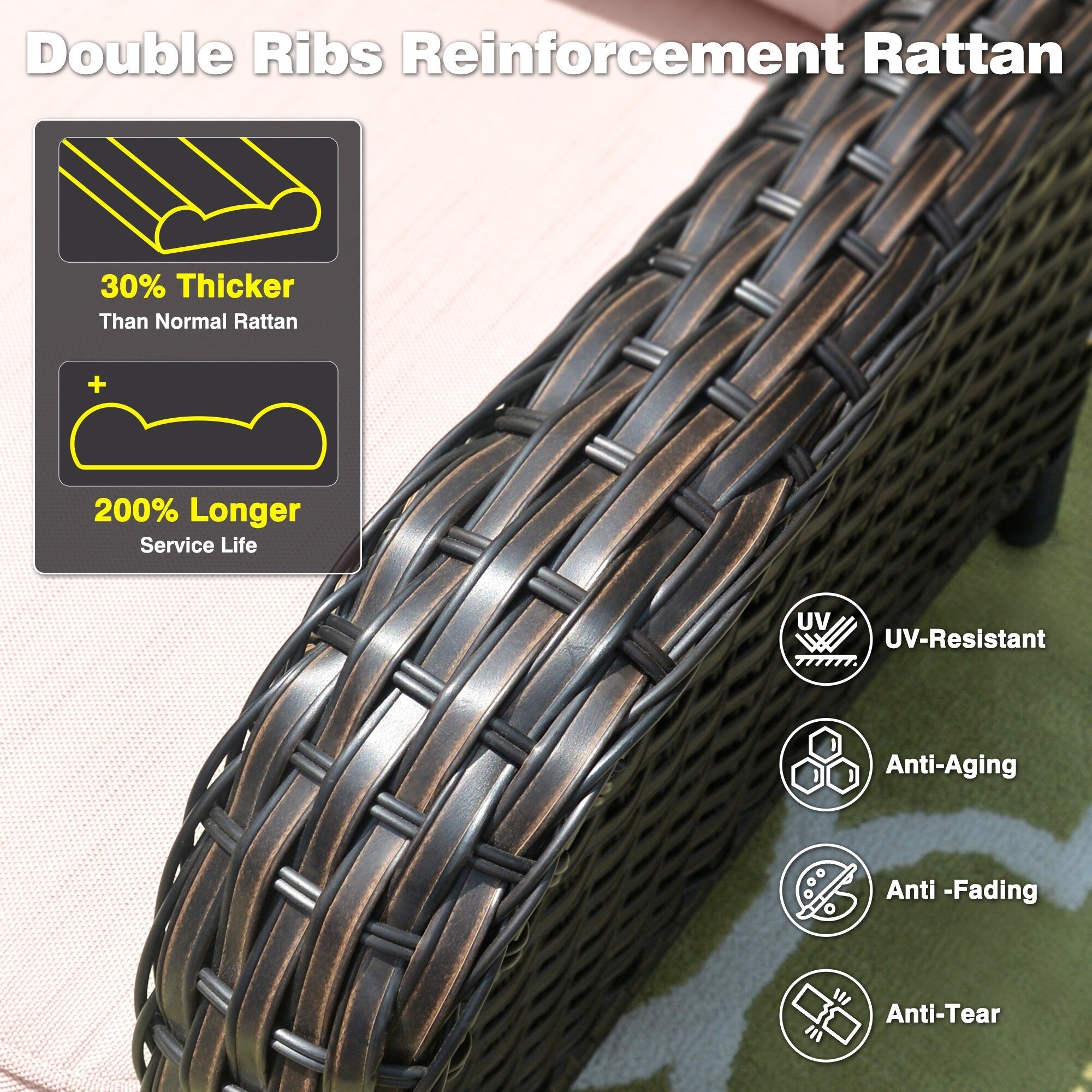 Ensemble de conversation 5 pièces en osier pour patio à dossier haut OVIOS