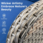 Ensemble de 9 chaises pivotantes d'extérieur en osier OVIOS avec table à feu