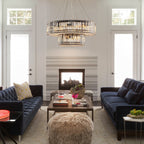 Lustre rond moderne en cristal OYIPRO 6/8/12 lumières en forme de tambour pour îlot de cuisine