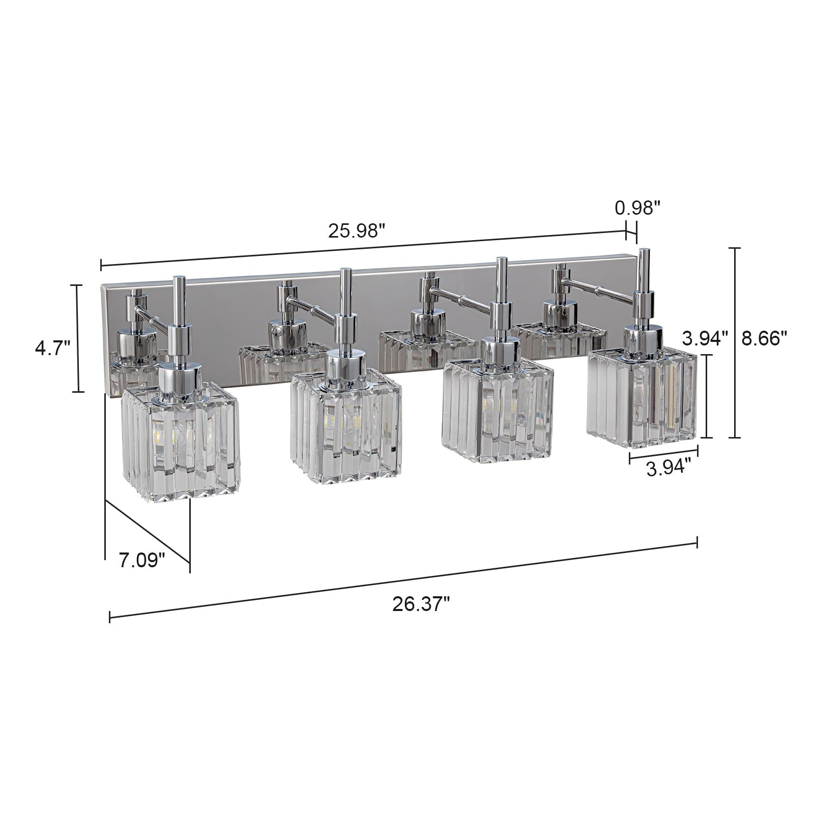 Luminaires de salle de bain en cristal à intensité variable Ora Modern sur miroir Glam Vanity Lights
