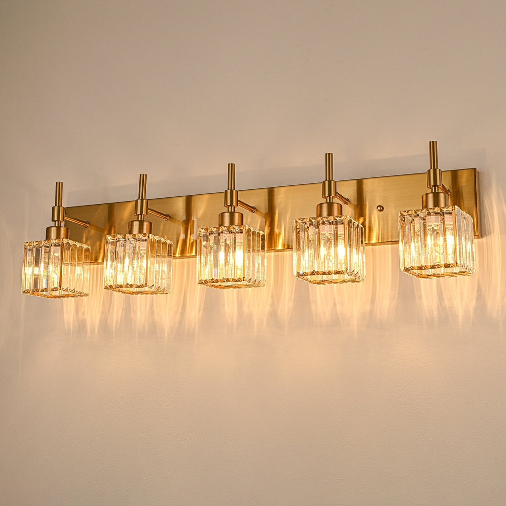 Luminaires de salle de bain en cristal à intensité variable Ora Modern sur miroir Glam Vanity Lights