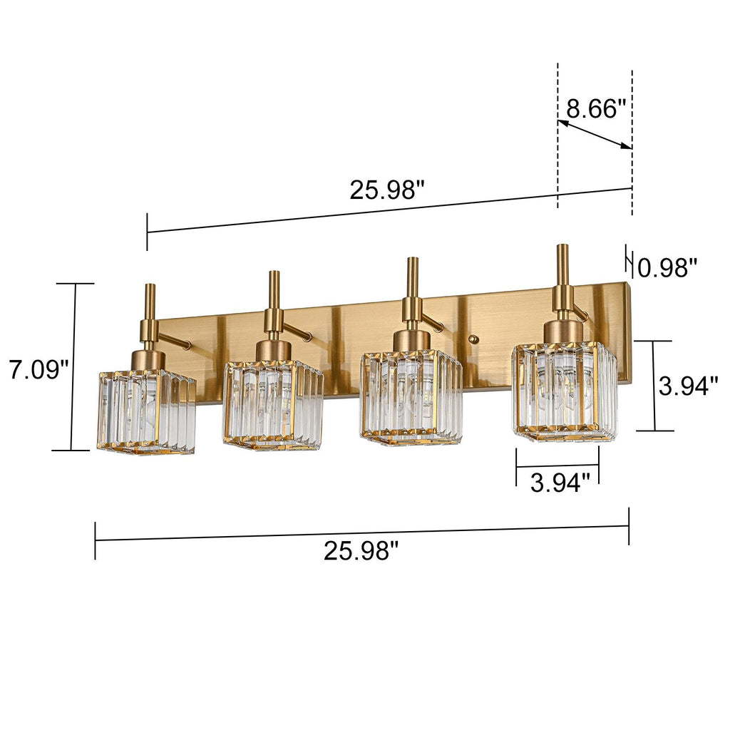 Luminaires de salle de bain en cristal à intensité variable Ora Modern sur miroir Glam Vanity Lights
