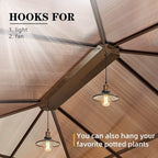 Gazebo à toit rigide EROMMY, pergola d'extérieur avec double toit, filet et rideaux, auvent robuste pour patio, arrière-cour, fête au bord de la piscine