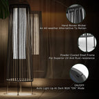 Lot de 2 lampes solaires d'extérieur en osier, résistantes aux intempéries, idéales pour terrasse, porche, cour ou jardin.