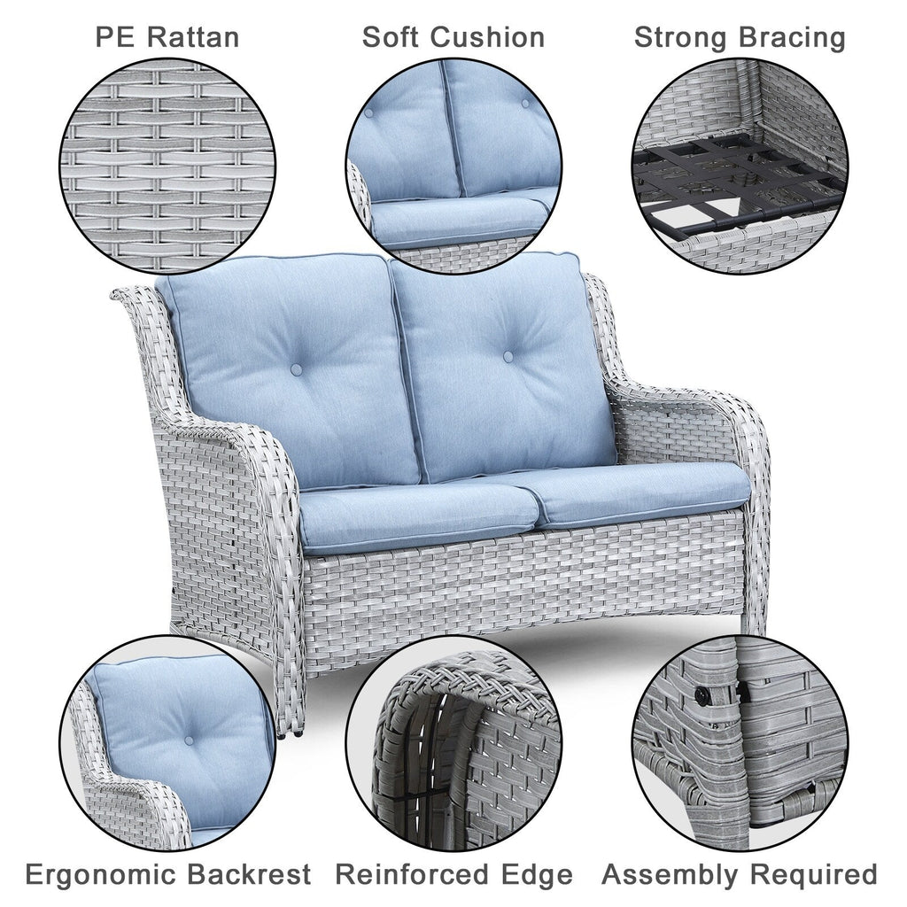 Ensemble de canapés d'extérieur en osier Gymojoy avec causeuse et canapé en rotin